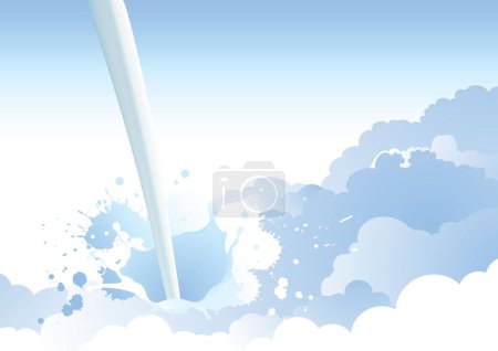 Téléchargez les illustrations : L'eau laiteuse verse et éclabousse dans les nuages bleus - en licence libre de droit
