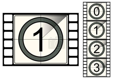 Illustration for Film strip countdown. Vector. - Royalty Free Image