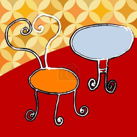 Illustration for A vector, illustration for a set of artistic table and chair for house - Royalty Free Image