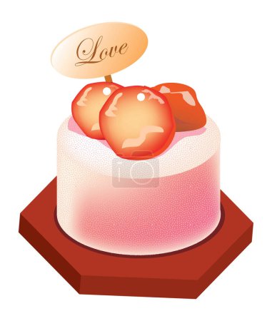 Illustration for A slide of strawberries cheese cake - Royalty Free Image