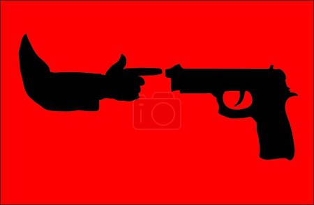 Téléchargez les illustrations : Arrêtez la guerre ou le pistolet contre la main humaine - en licence libre de droit