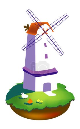 Téléchargez les illustrations : Une illustration vectorielle pour un moulin à vent - en licence libre de droit