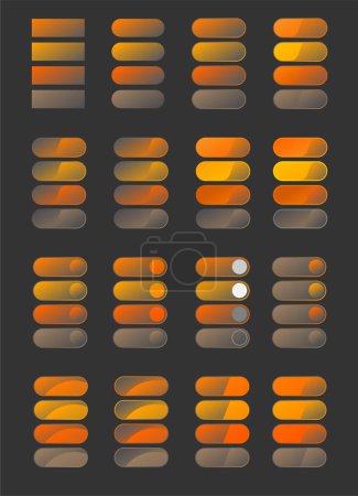 Ilustración de Conjunto de botones de color pastel con sus estados arriba, arriba, abajo y deshabilitados - Vector EPS Illustration - Imagen libre de derechos