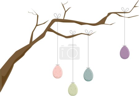 Ilustración de Huevo colgando de una rama de árbol - Imagen libre de derechos