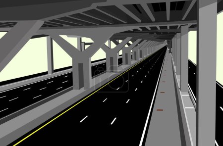 Téléchargez les illustrations : Illustration vectorielle d'une autoroute et d'un béton sans voiture - en licence libre de droit