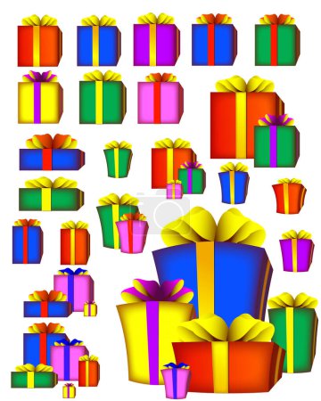 Illustration for Presents, color boxes with bows, eps format - Royalty Free Image