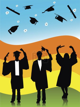 Illustration for Illustration of  graduates, silhouettes - Royalty Free Image