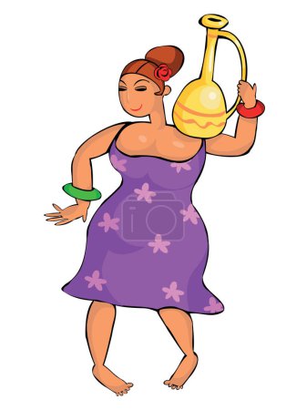 Illustration for Woman with a jug and rose - Royalty Free Image