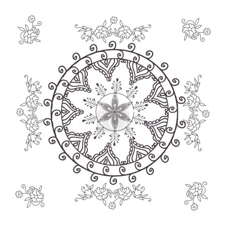 Illustration for Beautiful hand drawn vector pattern design good for textile, jewelery, henna and decorations. to see more patterns and floral designs. visit my portfolio. - Royalty Free Image