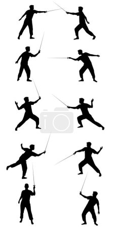 Illustration for Fencing silhouettes image - color illustration - Royalty Free Image