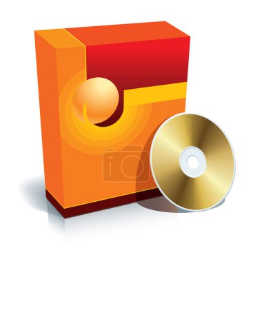 Ilustración de Caja 3d en blanco rojo con CD, lista para usar en sus diseños. - Imagen libre de derechos