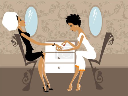 Illustration for Miss Boo getting ready for party at hairdresser - Royalty Free Image