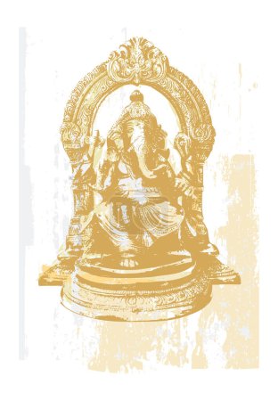 Illustration for Indian symbols - Statue of Ganesha, the God of education, knowledge and wisdom in the Hindu mythology. Vector illustration. - Royalty Free Image