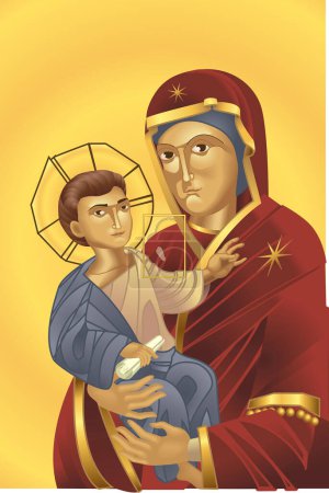 Illustration for The Virgin Mary and Jesus Christ, all blends and gradients no meshes. - Royalty Free Image