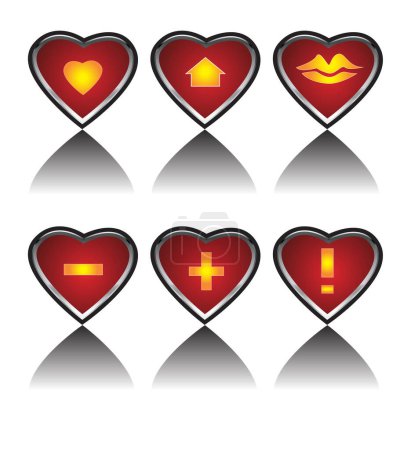 Téléchargez les illustrations : Illustration vectorielle pour une icône d'ensemble de l'icône de forme d'amour de l'ordinateur, bouton - en licence libre de droit