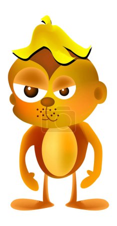 Illustration for Vector illustration for a angry monkey with a banana skin on its head - Royalty Free Image