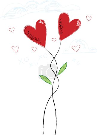 Illustration for Hearts intertwined growing image - color illustration - Royalty Free Image