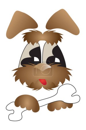 Illustration for Cute dog illustration with bone between it's paw - Royalty Free Image