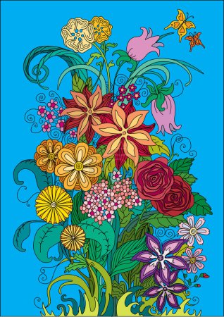 Illustration for Mystery of flowers - pairs of different flowers. - Royalty Free Image