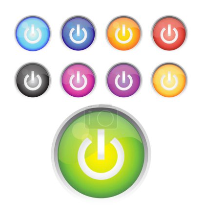 Ilustración de Una colorida selección de iconos de potencia vectorial brillante - Imagen libre de derechos