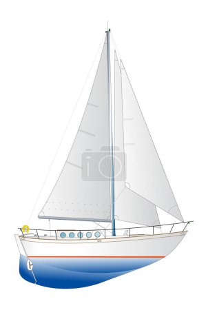 Illustration for Vector illustration of a classic sailing yacht - Royalty Free Image