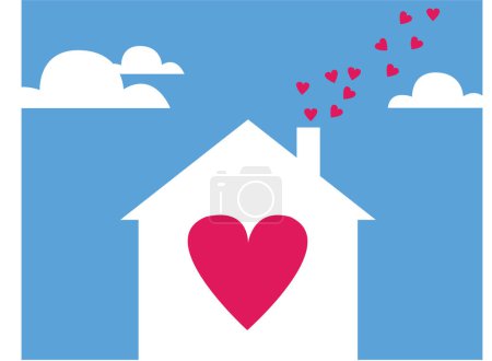 Illustration for Simple shape of house depicting the love in a home - Royalty Free Image
