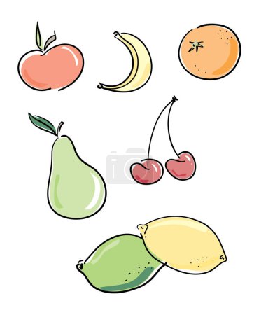 Ilustración de Colección de frutas, basada en vectores - Imagen libre de derechos