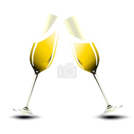 Téléchargez les illustrations : Paire de coupes de champagne pour porter un toast. Illustration Saint Valentin & Nouvel An - en licence libre de droit