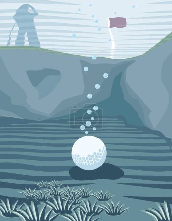 Illustration for Golf ball in lake - Royalty Free Image