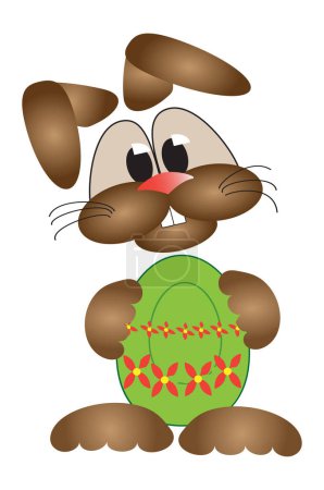 Illustration for Happy easter bunny holding an colorful easter egg - Royalty Free Image