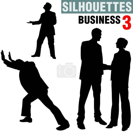 Téléchargez les illustrations : Silhouettes - Business 3 - illustrations détaillées en noir et blanc. - en licence libre de droit