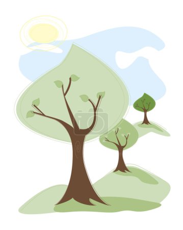 Ilustración de Imagen de árboles basados en vectores - ilustración en color - Imagen libre de derechos