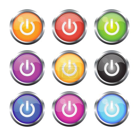 Illustration for A Colourful Selection of Glossy Vector Power Icons - Royalty Free Image
