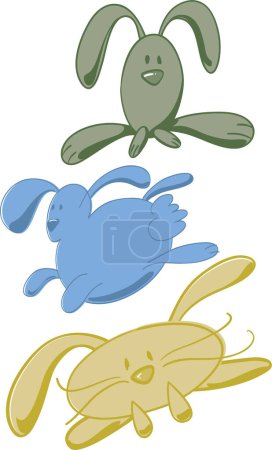 Ilustración de Tres conejitos de dibujos animados estilizados - Imagen libre de derechos