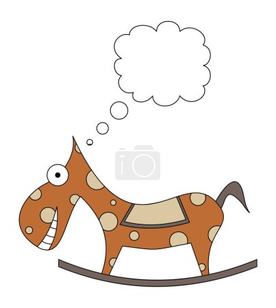 Illustration for Dreaming funny horse, funny toy - Royalty Free Image