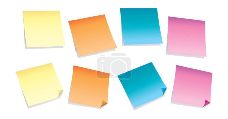 Téléchargez les illustrations : Assortiment de notes colorées pad notes collantes - en licence libre de droit