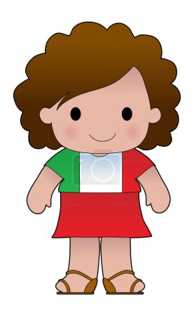 Illustration for Little girl in a shirt with the Italian flag on it - Royalty Free Image