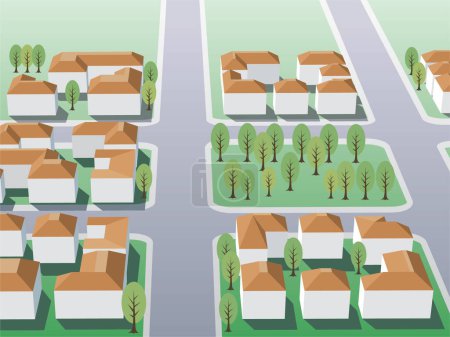 Téléchargez les illustrations : Illustration vectorielle de la conception de bâtiments de banlieue pour l'immobilier - en licence libre de droit