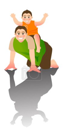 Illustration for Vector illustration for a relationship for father and son, piggyback - Royalty Free Image