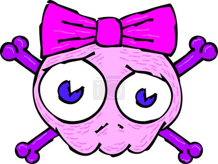 Illustration for A cute pink girl skull and crossbones. - Royalty Free Image