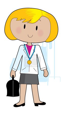 Illustration for Young doctor standing with her bag in a hospital room - Royalty Free Image