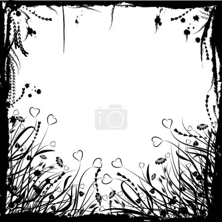Illustration for Valentine floral grunge frame, vector illustration - Royalty Free Image