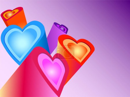 Ilustración de 3d vector ilustración de los corazones de perspectiva de color funky - Imagen libre de derechos