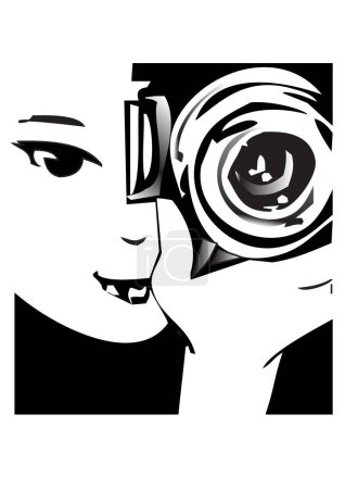 Téléchargez les illustrations : Photographe, illustration ou logo noir et blanc - en licence libre de droit
