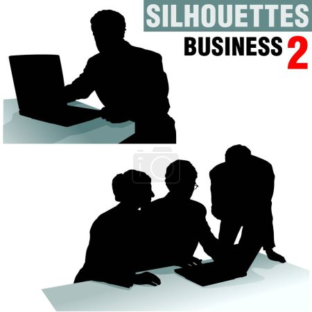 Illustration for Silhouettes - Business 2 - high detailed black and white illustrations. - Royalty Free Image