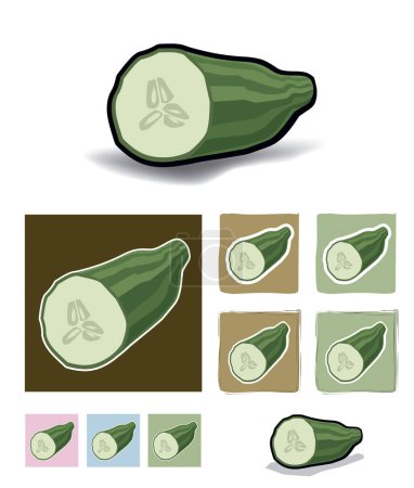 Téléchargez les illustrations : Image icônes du concombre - illustration en couleur - en licence libre de droit