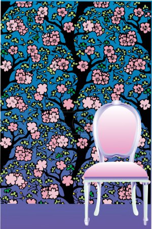 Téléchargez les illustrations : Fond de motif floral avec chaise - en licence libre de droit