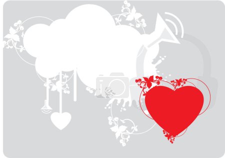 Ilustración de Fondo con corazón rojo y con elementos de diseño - Imagen libre de derechos