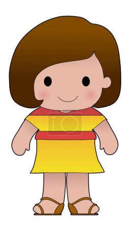 Téléchargez les illustrations : Petite fille en chemise avec le drapeau espagnol dessus - en licence libre de droit