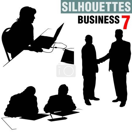 Illustration for Silhouettes - Business 7 - high detailed black and white illustrations. - Royalty Free Image